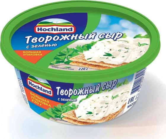 Сыр творожный Hochland творожный с зеленью, 220 гр