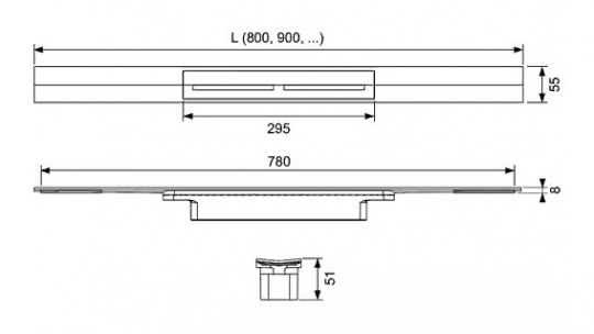 Душевой лоток Tece Drainprofile 80 6708 с решеткой PVD схема 57