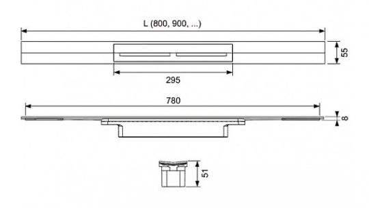 Душевой лоток Tece Drainprofile 90 6709 с решеткой PVD схема 58