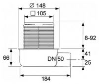 Дренажная система TECE TeceDrainpoint S50 3601050 с декоративной решеткой без фланца схема 3