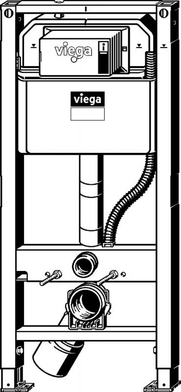 Инсталляция Viega Prevista Dry 771 980 для подвесных унитазов-биде с бачком, без клавиши смыва схема 2