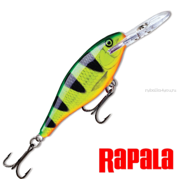 Воблер Rapala Shad Rap 50мм / 6 гр / Заглубление: 1,2 - 2,7 м / цвет:  SR05-FP