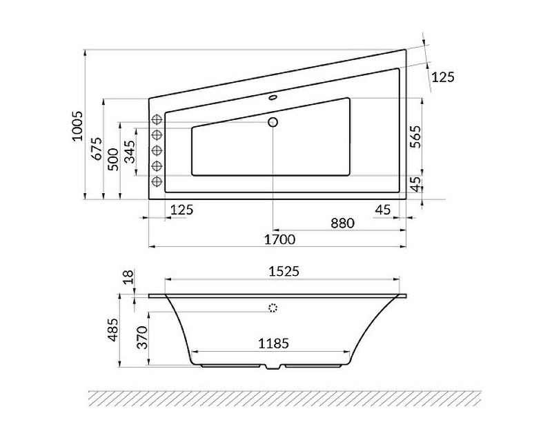 Акриловая ванна Excellent Sfera Slim 170x100 L WAEX.SFL17WHS без гидромассажа схема 7