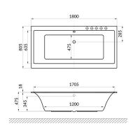 Акриловая ванна Excellent Pryzmat Slim 180x80 WAEX.PRY18WHS без гидромассажа схема 6