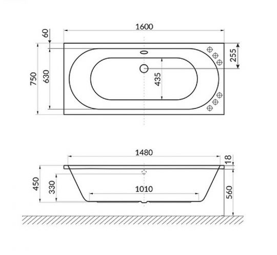 Акриловая ванна Excellent Oceana Slim 160x75 WAEX.OCE16WHS без гидромассажа схема 7