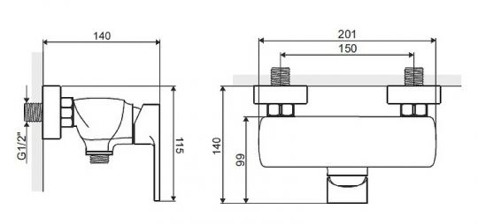 Смеситель для душа Excellent Oxalia AREX.9008CR схема 2