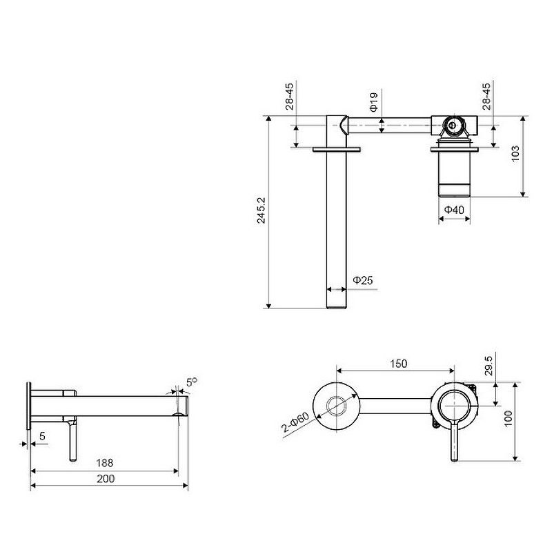 Смеситель для раковины Excellent Pi Arex AREX.1214 схема 8