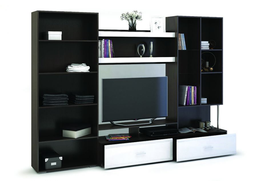 Гостиная Вегас 1 (Венге/Белый глянец)