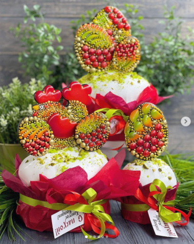 Творожный кулич в декоре «Хохлома» (gift_cookies)