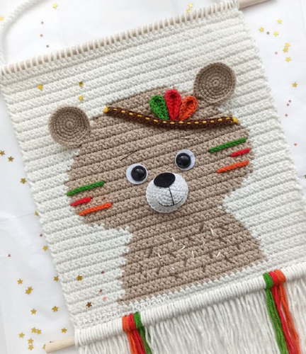 Панно 'Мишка-индеец' (Татьяна Поддубская)