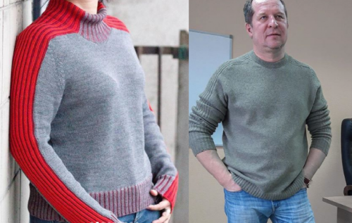 [Машинное вязание] Свитер реглан - погон с лампасами резинкой - Погонлампас (katty.romanenko)