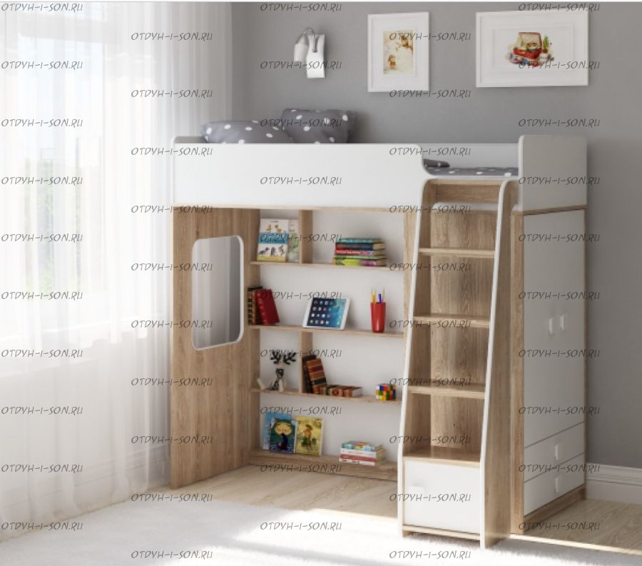 Кровать-чердак Легенда F603.1, два варианта цвета