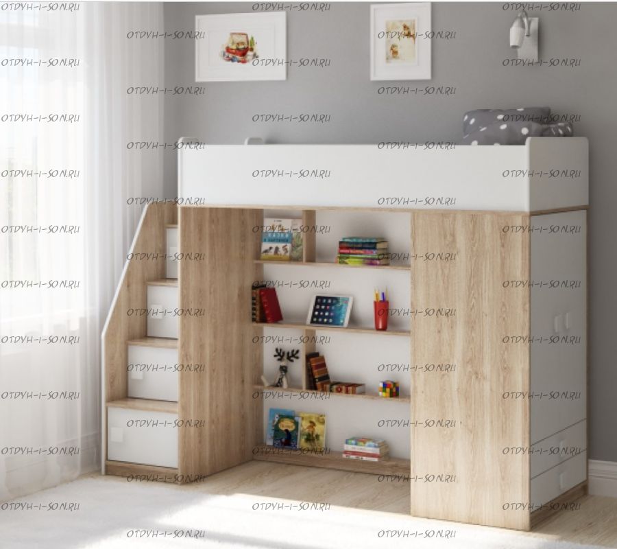 Кровать-чердак Легенда F604.3, два варианта цвета