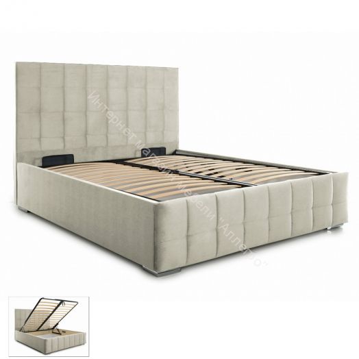 Кровать Пассаж 2 (140х200) с ПМ (Mika 2 (велюр) бежевый)
