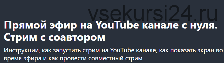 [Udemy] Прямой эфир на YouTube канале с нуля. Стрим с соавтором (Алекс Некрашевич)