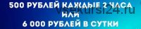 500 рублей каждые 2 часа или 6 000 рублей в сутки