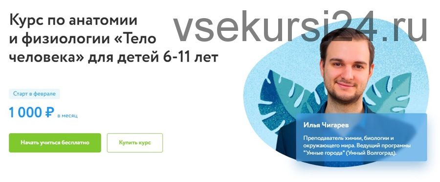 [Фоксфорд] Курс по анатомии и физиологии «Тело человека» для детей 6-11 лет (Илья Чигарев)