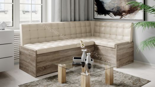Скамья угловая со спальным местом «Форест» (Дуб Сонома трюфель/Кожзам бежевый)