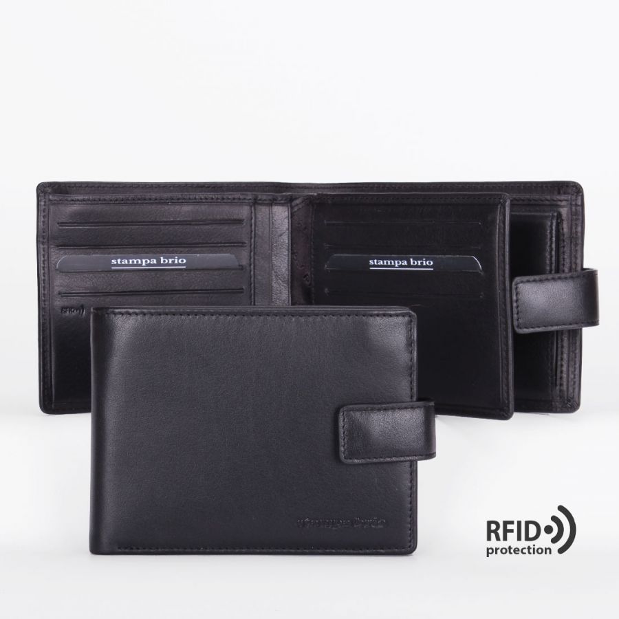 Портмоне с отделением на молнии и RFID защитой Stampa Brio 626-R-6717C Black BKS