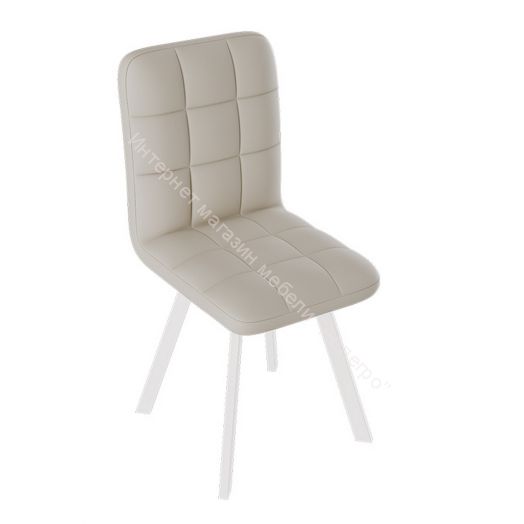Кухонный стул Франк «паук» 450x600x860мм Белый матовый/Кожзам Бежевый