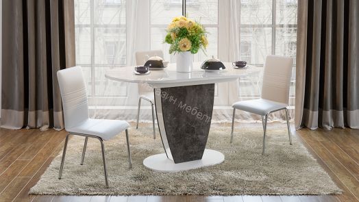 Стол обеденный «Монреаль» Тип 1 (Белый глянец/моод темный)