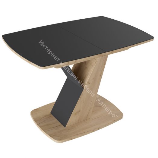 Стол обеденный «Гарда» Тип 1 (Дуб крафт золотой/Стекло матовое черный графит)