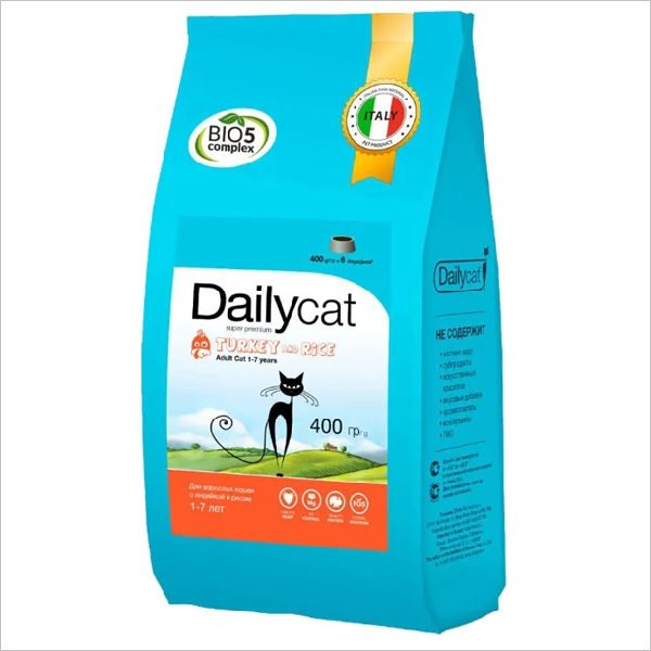 Сухой корм для стерилизованных кошек DailyCat Adult Steri Lite Turkey & Rice с индейкой и рисом 0.4 кг