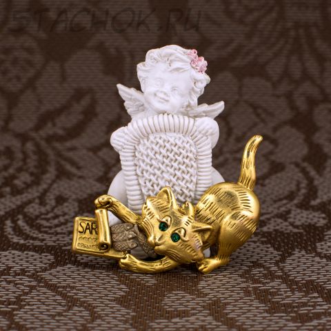 Брошь "Котик и сардины" (Danecraft США)