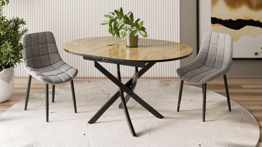 Стол обеденный «Diamond» Тип 3 (Черный муар/Бунратти глянец)