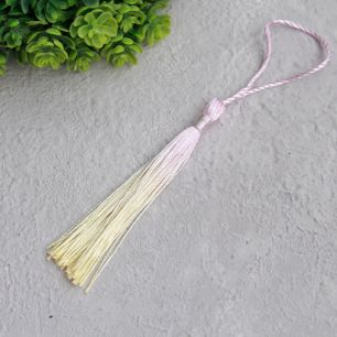 Кисточка декоративная, розово-желтая, 8 см.