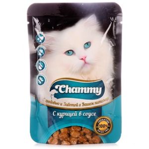 Корм д/кошек CHAMMY 415г с курицей в соусе