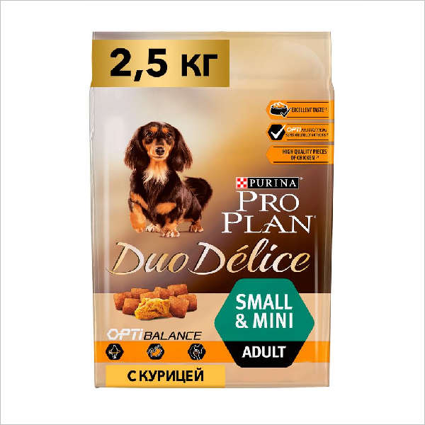 Сухой корм для собак мелких пород Pro Plan Duo Delice Small Adult Chicken с цыпленком и рисом