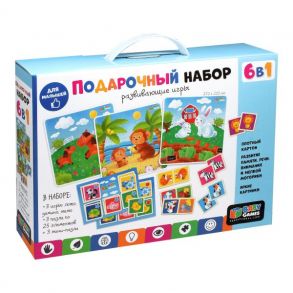 Baby Games. Подарочный набор 6в1. (3 пазла + лото, домино,мемо). Арт.06502