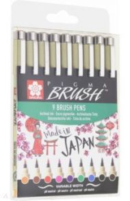 Набор капиллярных ручек "Pigma Brush" (9 цветов) (POXSDKBR9)