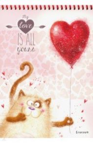 Блокнот "Котик с шариком" (48 листов, А5, клетка, спираль) (48-1522)