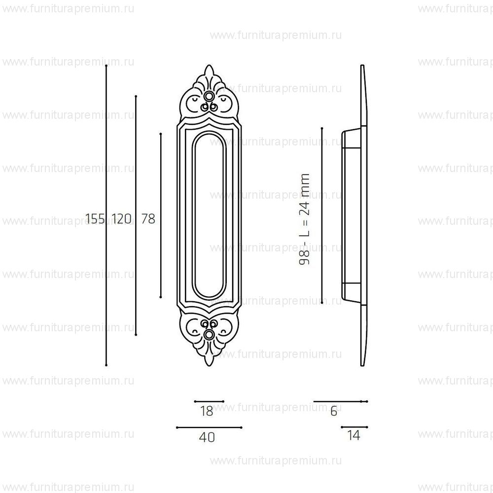 Ручка-купе Venezia U122 DECOR для раздвижных дверей