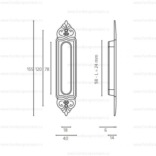 Ручка-купе Venezia U122 DECOR для раздвижных дверей Ручка-купе Venezia U122 DECOR для раздвижных дверей