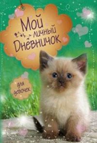 Котик на зеленой обложке Дневничок - Мой личный дневничок