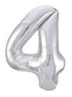 Цифра "4" фольгированная SLIM (40/102) Серебрянный