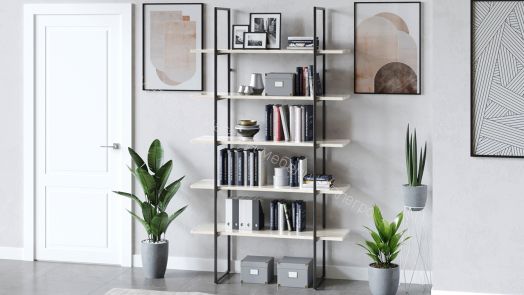 Стеллаж «Лофт» Тип 1 (1200) Черный/Дуб крафт белый