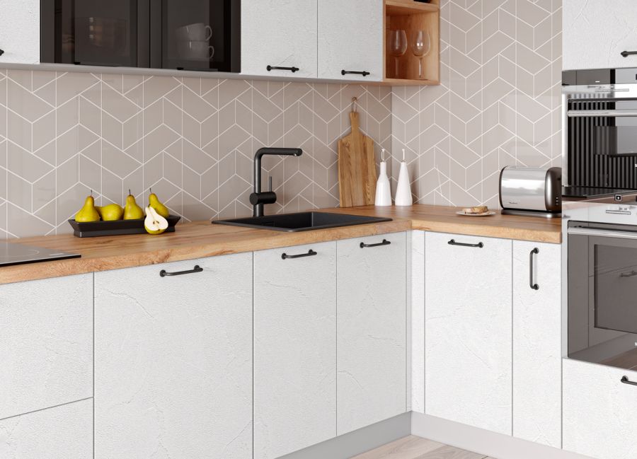 Кухня Лофт угловая (Штукатурка белая)