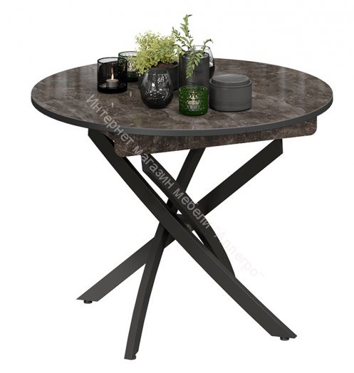 Стол обеденный «Diamond» Тип 3 (Черный муар/Ателье темный глянец)