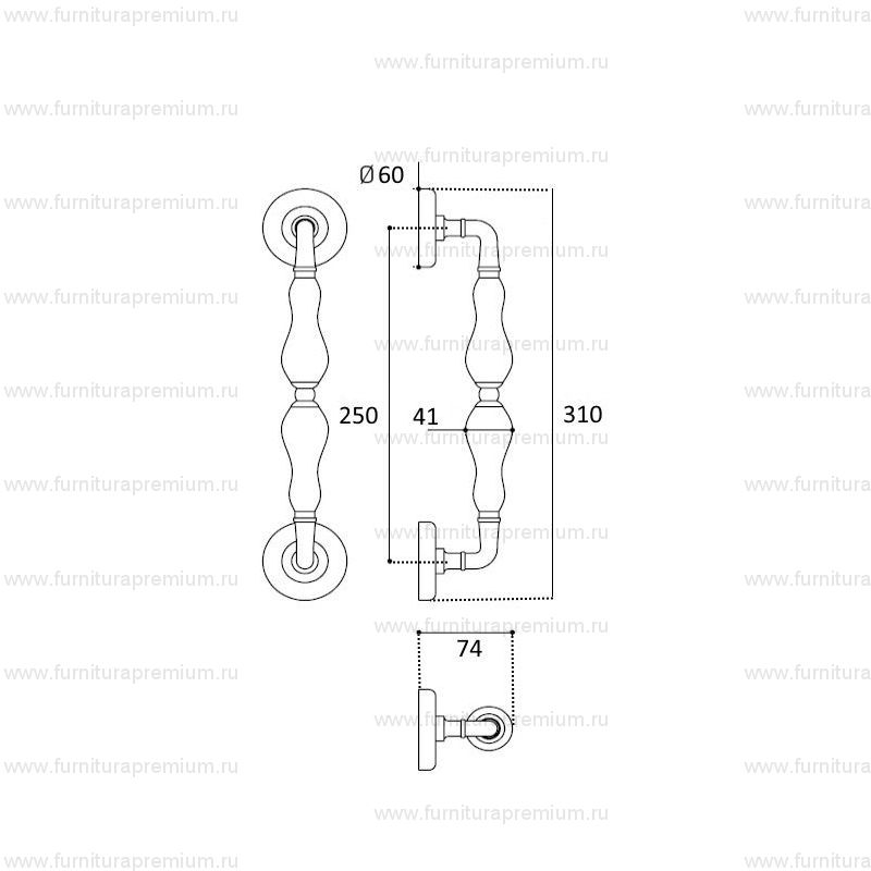 Ручка-скоба Venezia Lucrecia D5. Длина 312 мм