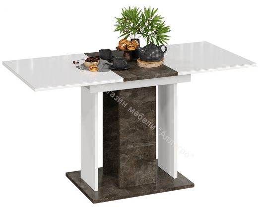 Стол раздвижной «Кёльн» Тип 1 (Ателье темный/Белый/Стекло белый глянец)