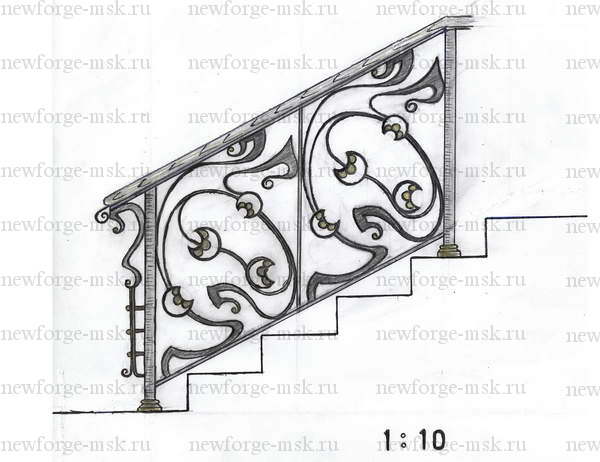 Эскиз: Кованое ограждение для лестницы 7 (эскиз)