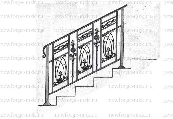 Эскиз: Кованое ограждение для лестницы 13 (эскиз)