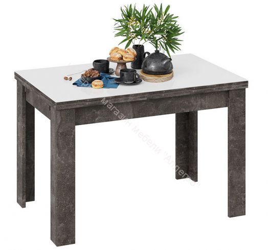 Стол обеденный «Норман» тип 1 (Ателье темный/Стекло белый глянец)