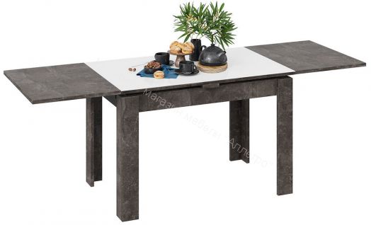 Стол обеденный «Норман» тип 1 (Ателье темный/Стекло белый глянец)