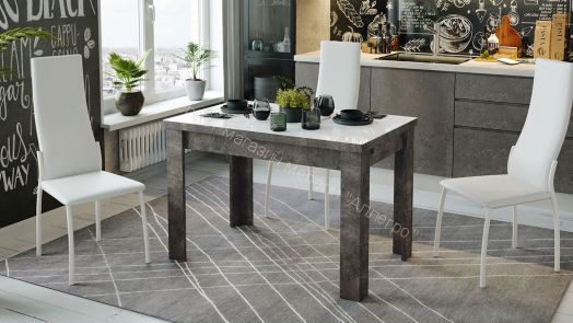 Стол обеденный «Норман» тип 1 (Ателье темный/Стекло белый глянец)