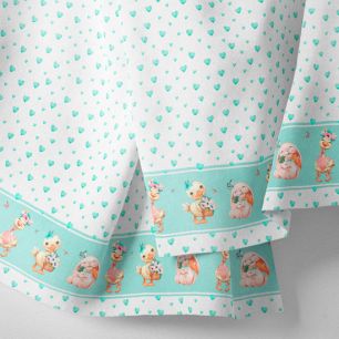 Хлопок - Бордюр Милые зверушки и голубые сердечки 25*75 limit